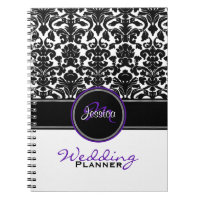 Planner do Casamento tema damasco preto roxo monog