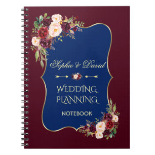 Caderno Espiral Planner Floral de Casamento Floral de Blush Dourad