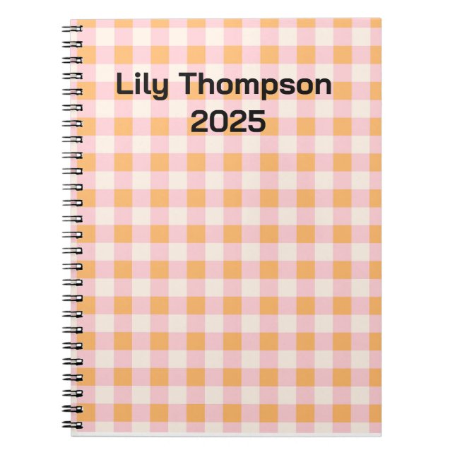 Caderno Espiral Planner Pastel Rosa e Laranja (Frente)
