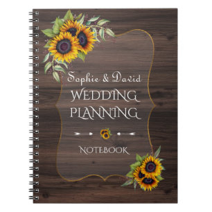 Caderno Espiral Planner Romântico de Casamento de Girassóis