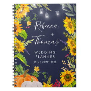 Caderno Espiral Planner Russo de Casamento Azul de Pumpkin