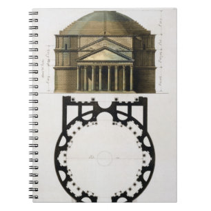 Caderno Espiral Plano à terra e fachada do panteão, Roma, de