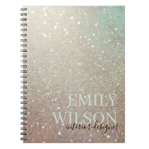 Caderno Espiral Plano Brilhante Verde-Rosa-Rosa-Elegante Aqua-Shin