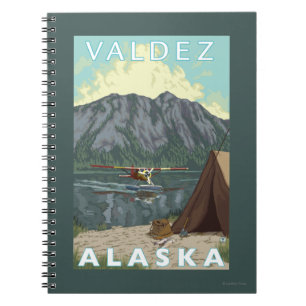 Caderno Espiral Plano de Bush & pesca - Valdez, Alaska