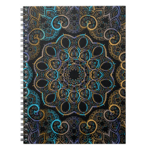 Caderno Espiral plano de fundo da safra de ilustração. Mandala.