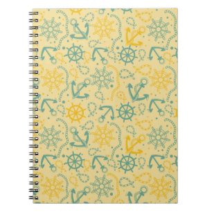 Caderno Espiral Plano de fundo retrô com âncora, cordas