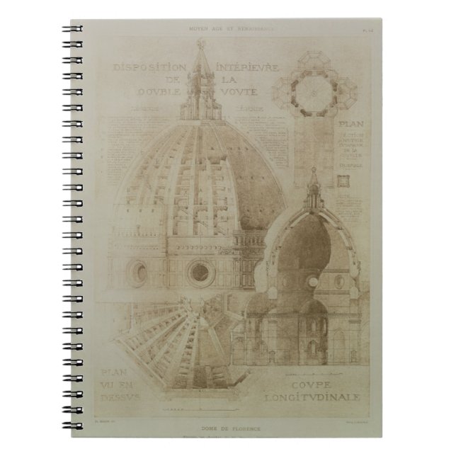 Caderno Espiral Plano, seção e elevação da catedral de Florença, (Frente)