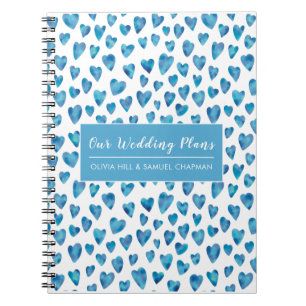 Caderno Espiral Planos de Casamento Coração de Amor Azul