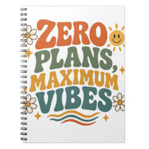Caderno Espiral Planos Zero Vibrações Máximas Citação Floral Retro