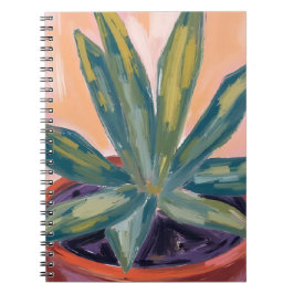 Caderno Espiral Planta de Casa em Vaso Moderno Botânico Verde Aqua