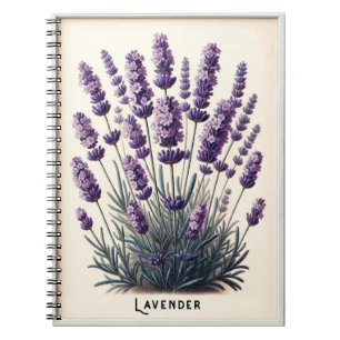 Caderno Espiral Planta Lavanda Floral Flor Jornal Herbal