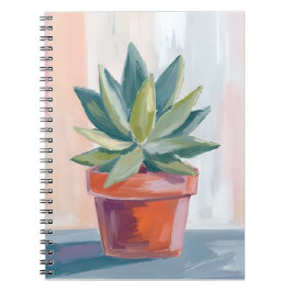Caderno Espiral Planta Suculenta de Interior Aquarela Botânica