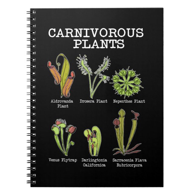 Caderno Espiral Plantas Carnívoras Espécie Saracenia Venus Flytrap (Frente)