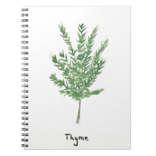 Caderno Espiral Plantas de tomilho herbáceas botânicas verdes