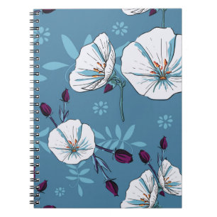 Caderno Espiral Plantas orais, padrão sem costura botânica para tr