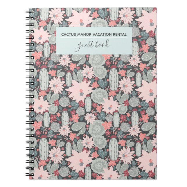 Caderno Espiral Plantas Sucultas Cactus Vacating Rental Guest Book (Frente)