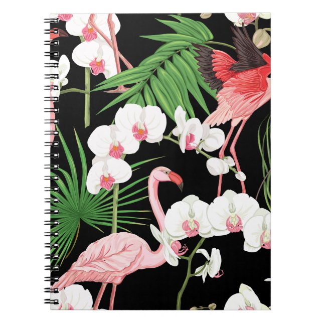 Caderno Espiral Plantas Tropicais - Ilustração Colorida de Aves (Frente)