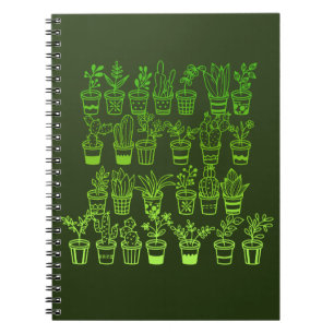 Caderno Espiral Plantas Verdes de Doodal Cuta em Potes