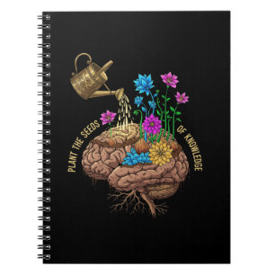 Caderno Espiral Plante as Sementes do Conhecimento Cérebro Inspi