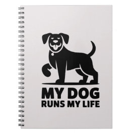 Caderno Espiral Playful Dog Outline "My Dog Runs My Life" Art