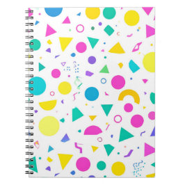 Caderno Espiral Playful Neon Memphis Geometric Retro Pattern