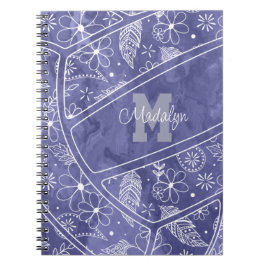Caderno Espiral plenas de flores de vôlei roxa