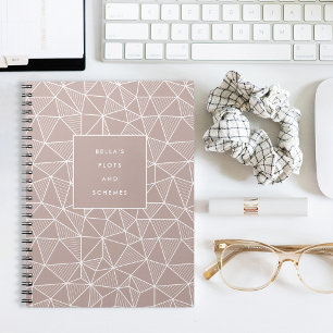 Caderno Espiral Plots e esquemas personalizados padrão geométrico