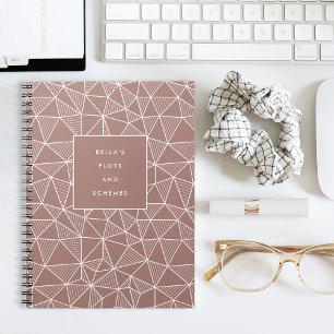 Caderno Espiral Plots e esquemas personalizados padrão geométrico