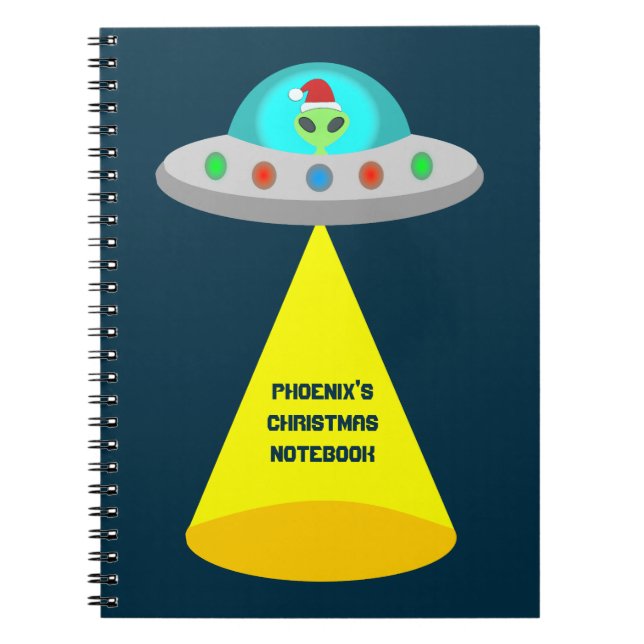 Caderno Espiral Pneus voadores de Alienígena Ho Ho de Natal Person (Frente)