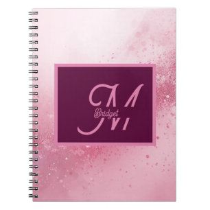 Caderno Espiral Pó de Brilho Rosa Feminino Abstrato em Mármore