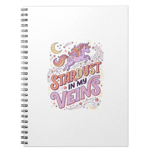 Caderno Espiral Pó de Estrela de Unicórnio em Minhas Veias Design 