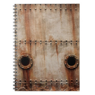 CADERNO ESPIRAL PÓ E TEXTURA EM LADOS DE PLACA METÁLICA DE SH FE