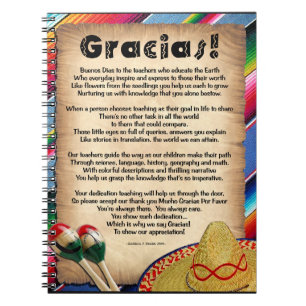 Caderno Espiral Poema da apreciação do professor de Gracias