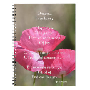 Caderno Espiral Poema de Sonho com Poppies Rosa    