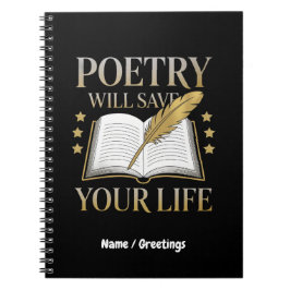 Caderno Espiral Poesia salvará sua vida Poeta e Literatura Engraça