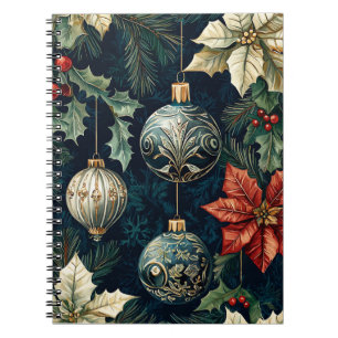 Caderno Espiral Poinsettia Padrão Floral de Natal (14)