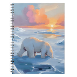 Caderno Espiral Polar Bear Winter Watercolor Animal Painting
