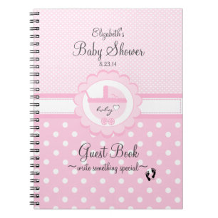 Caderno Espiral Polca cor-de-rosa livro de hóspedes pontilhado do