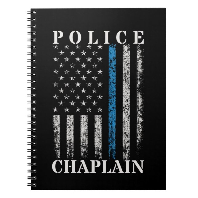 Caderno Espiral Polícia Chaplain - Bandeira Americana (Frente)