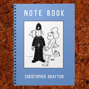 Caderno Espiral Policial tem Cartoon de Cara de Relógio.