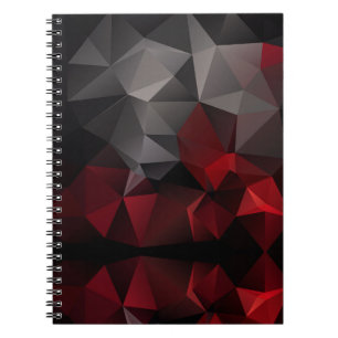 Caderno Espiral Poligonal, preto e vermelho
