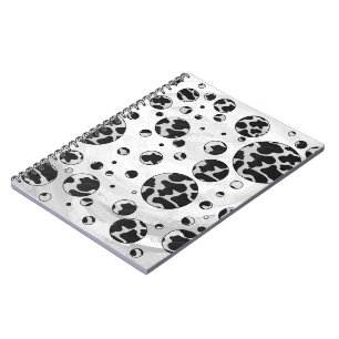 Caderno Espiral Polka Dot Cow Black and White Print
