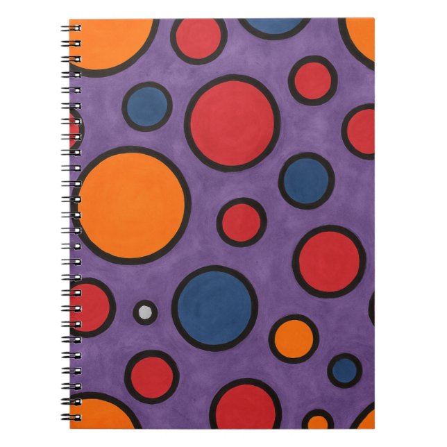 Caderno Espiral Polka-Dot Vermelho e Laranja (Frente)