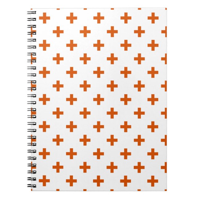 Caderno Espiral Polka laranja cruza em branco (Frente)