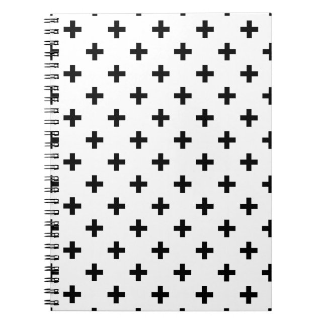 Caderno Espiral Polka preto cruza em branco (Frente)