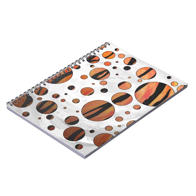Caderno Espiral Polks Dot Tiger Cor de laranja quente e Impressão  (Left Side)