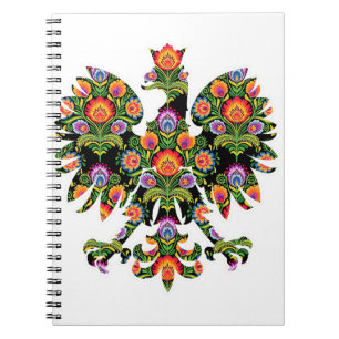 Caderno Espiral Polonês Eagle Polônia Wycinanki Emblem, Polonês