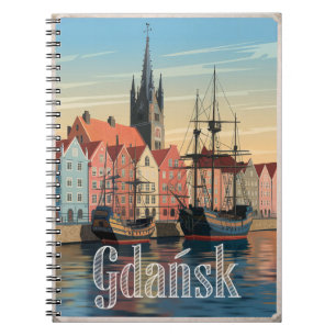 Caderno Espiral Polônia vintage de Gdansk