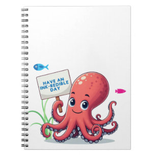 Caderno Espiral Polvo de desenho animado com peixe