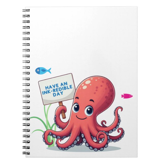 Caderno Espiral Polvo de desenho animado com peixe (Frente)